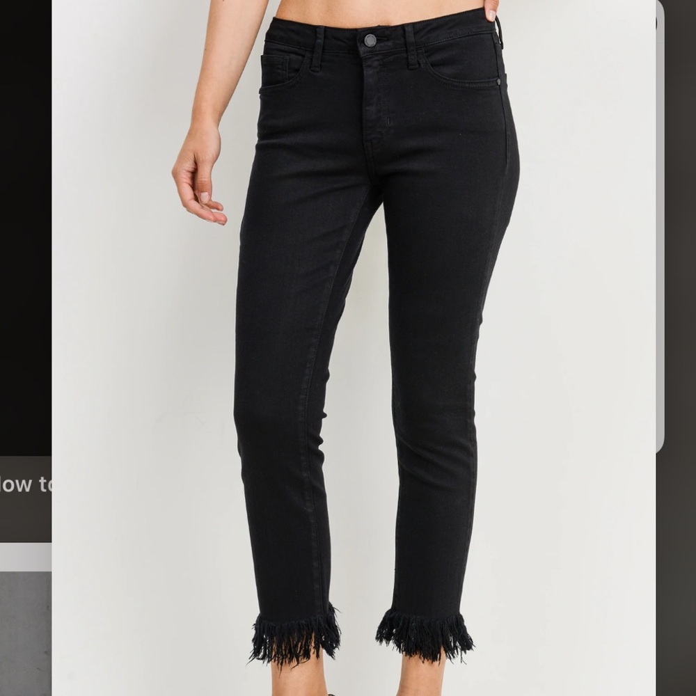 Just Black Denim Fringe Crop Skinny
